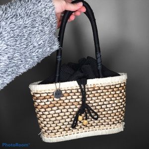 The Sak original woven corn husk bucket hand bag